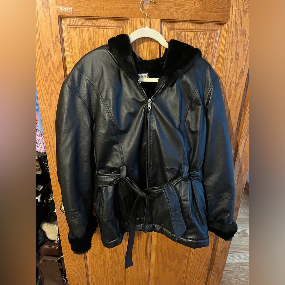 Pelle Studio Leather Faux Fur Hooded Jacket